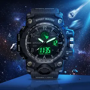 Men's Military Tactical Sports Watch, Waterproof Dual Display Digital Analog Wrist Watch with Alarm, Stopwatch & LED Backlight, Rugged Outdoor Watch