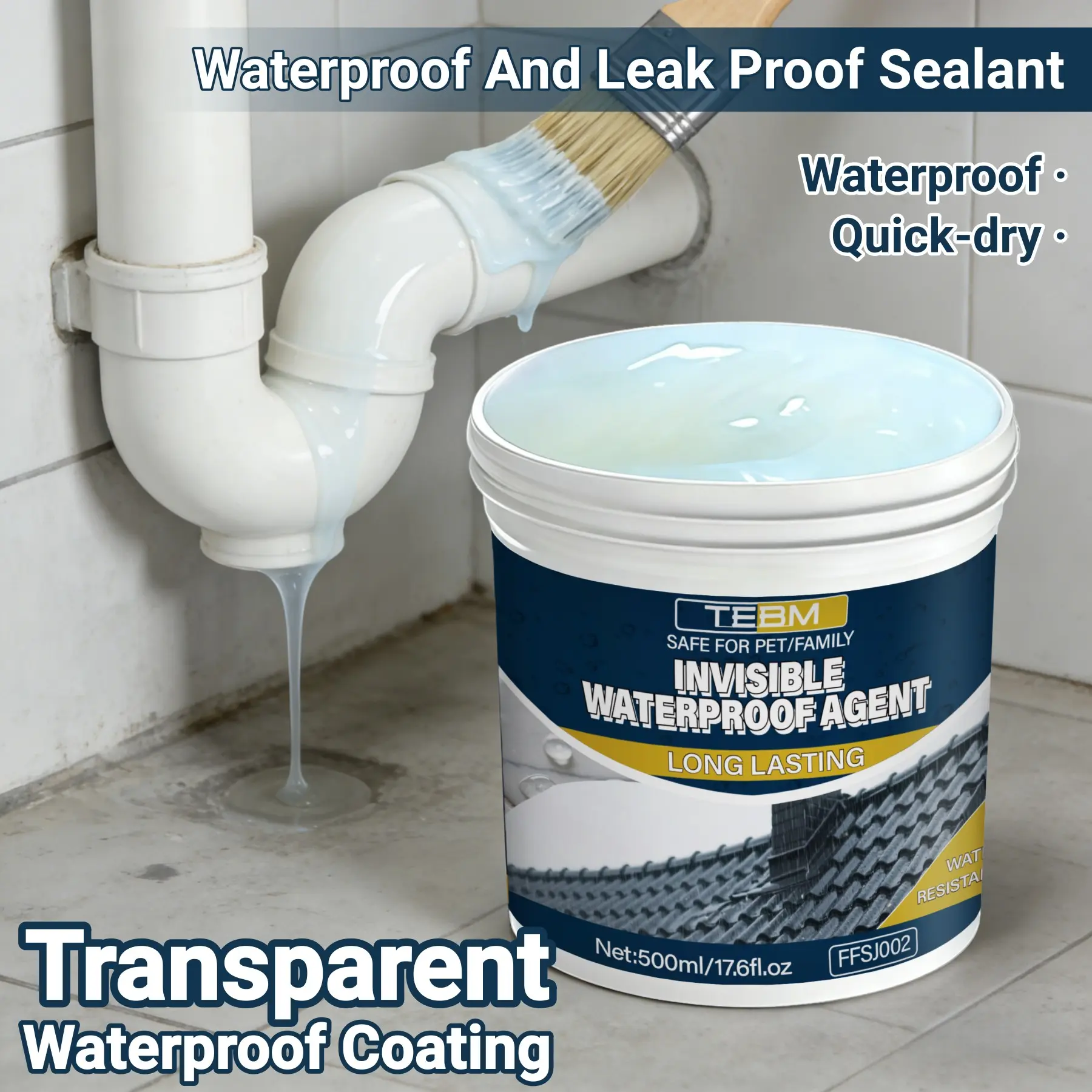 Multi-Purpose Invisible Sealing Waterproof Glue Kit, Fast Drying Long-Lasting, Effective Water Proof Coating for RV Roofs, Home Roofs