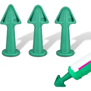Caulking Tips with Nozzle Adapter Reusable Silicone Caulk Applicator Tools for Easy Application Finishing Grout and Sealant Includes 6.5R 10R 13R Nozzles Easy Caulking Finger Tool(Green)