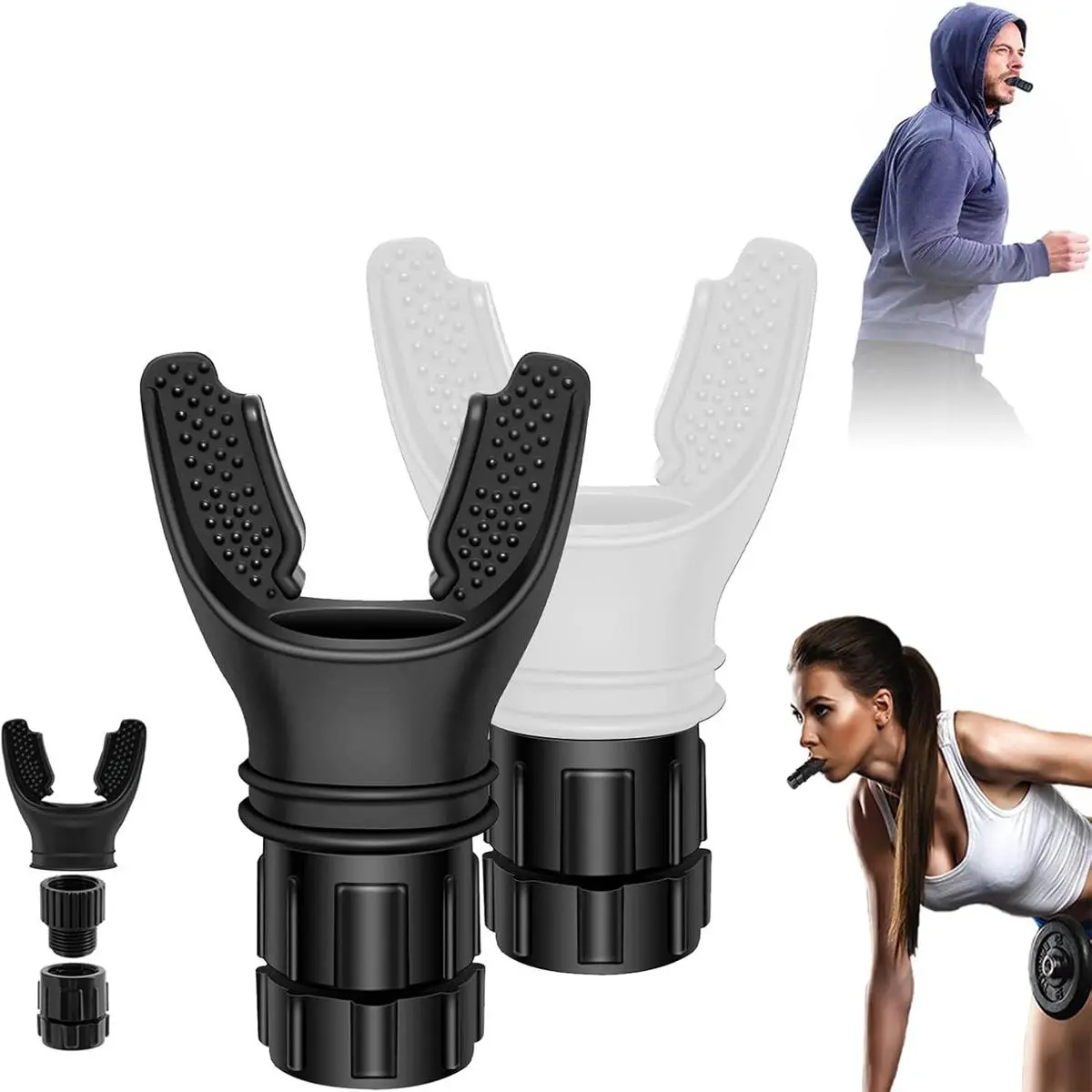 Unisex Compact Lung Exerciser, ABS Silicone Breathing Trainer with Adjustable Resistance, Functional Exercise Fitness Equipment for Athletes, Build Muscle, Rotary Valve, Endurance Sports, Breath Trainers, Small Dimensions, Daily Training, Enhance Enduranc