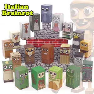 48/70 Pieces Italian Brainrot Magnetic Building Blocks, Creative Prank Toy for Kids & Adults, Unique Stem Educational Gift, Fun Characters Like Sharks & Alligators，Tung Tung Tung Sahur, Magnetic Building Set
