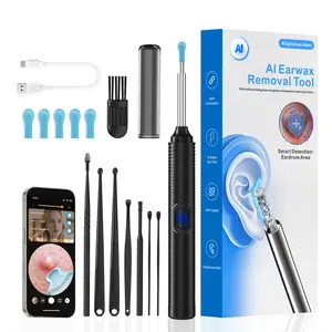 SOFBUNNY Ear Wax Removal Tool, Super Powerful Stress-Relief, Exclusive AI Eardrum Protection, 1080P HD Camera, Compatible with iOS & Android, 8-Piece Ear Cleaner Set, Suitable for Adults Kids Pets, Black Friday Gift, Christmas Gift Daily Cc10-Black