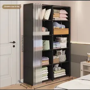 Simple Multi-Layer Bookshelf Storage Cabinet, Home Use Assembly Bedside Bookcase, Space-Saving Design, Easy Installation, Furniture