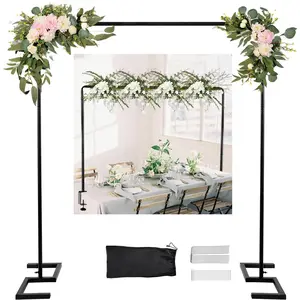8.2 FT Adjustable Rectangle Wedding Arch Backdrop Stand Kit with Extra Clamps, Balloon Arch Stand for Photo Booth Valentines Day Birthday Baby Shower Decor