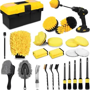 27Pcs Car Detailing Kit, Auto Detailing Drill Brush Set, Cleaning Tools Kit for Interior, Exterior, Wheels