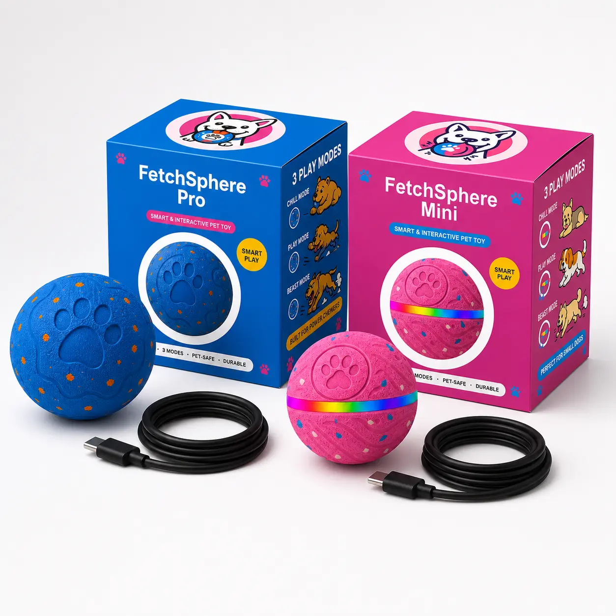 FetchSphere Pro + Mini Combo Interactive Smart Dog Ball Bundle