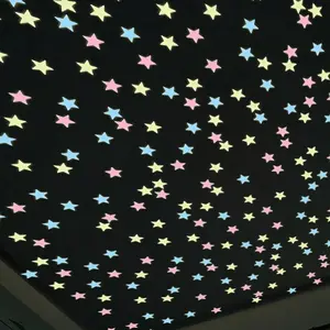 100/200pcs 3D Glowing Star Stickers, Fluorescent Material, Wall Ceiling Decor, Bedroom Living Room, Easy to Apply, Galaxy Theme