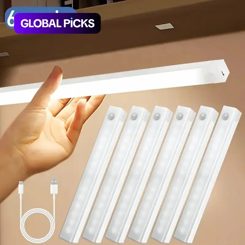 USB Rechargeable LED Under Cabinet Light, Magnetic Wireless Night Light with Motion Sensor, Warm Light for Corridor, Stairs & Bedside, Decorative Adjustable LED Wall Light, Indoor Lighting for Bedroom