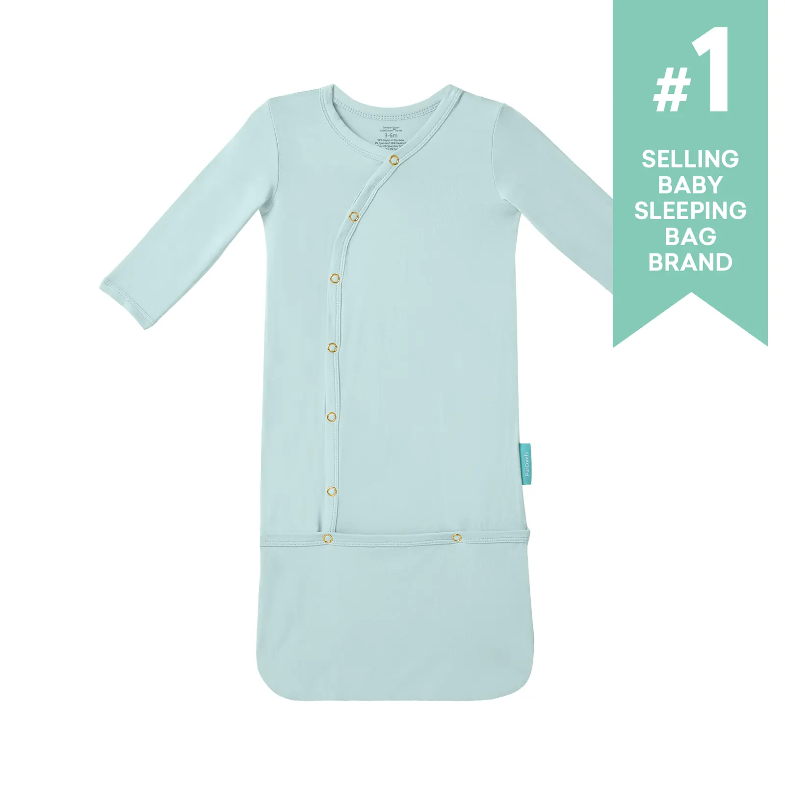 PurComfy Baby Sleeper Gowns, SuperSoft Bamboo Viscose Infant Nightgown Sleepers, Preemie Newborn Snap Bundles Onepiece