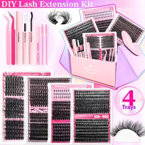 Wispy Volume, Fluffy Lash Clusters Set – 60D/80D+Bottom & Mixed Styles for DIY Cat Eye&Everyday Look Reusable Extensions, Easy to Apply, Comfortable, Waterproof, for Summer Turn-Up&Back to School Makeup Tools, Self Grafting