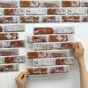 Commomy 10Pcs 3D Foam PVC Faux Brick Wall Sticker 11.8"X11.8" Small Size Peel and Stick Panels DIY Backsplash for Fireplace, Living Room, Kitchen