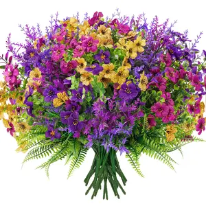 Der Rose 20 Bundles Colorful Faux Roses, UV-Resistant Artificial Outdoor Flowers for Garden, Farmhouse Home Decor, Outdoor Decor