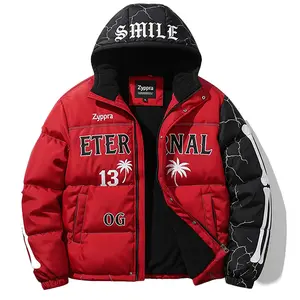 Halloween Edition: Men's ETERNAL OG Skeleton Puffer Jacket | Streetwear Red/Black
