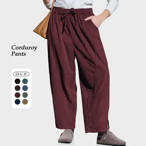 TARSE Womens Corduroy Harem Pants Casual Elastic Waist Wide Leg Pants Loose Fit Baggy Trousers with Pockets  Womenswear  TikTokShopBlackFriday Fall Winter outfit