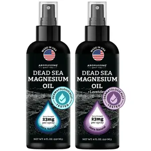 AROMASONG Dead Sea Magnesium Body Oils 2-Pack - Unscented & Lavender Body Care Cosmetic Spray, 23mg Extra Strength All-Natural USA-Made Muscle Aid for Adults