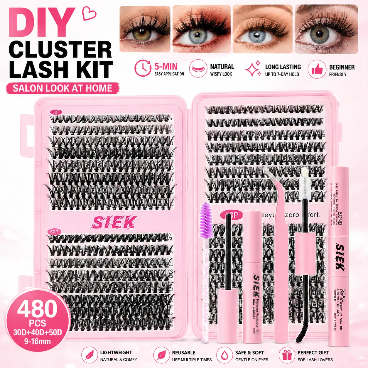 magozg Lash Clusters Kit | Reusable Wispy False Eyelashesfor Natural & Dramatic Looks | Hypoallergenic SyntheticLashes for All Eye Shapes | Party, Daily Wear & SpecialOccasions30+40 fake mink