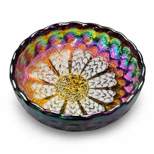 Rainbow Floral Tea Bowl, Iridescent Gold Accent Decorative Bowl, Elegant Tea Cup Gift for Tea Lovers and Home Decor