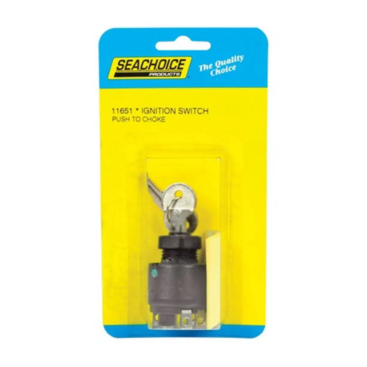 Seachoice 11651 Boat Ignition Starter Switch, 12V 20A with 6 Terminals, 1-29/64" Dia 2-7/16"L, Off-Start Mode, 3-Way Push Button Design, Push-to-Choose Function, 2 Keys for Most OMC Inboard/Outboard Powered Boats, Ignition Switch, Boat Use