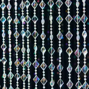 Colorful  Beaded Curtain Hanging Door Beads String Curtain 36 Strands Decorative Shiny Clear  Iridescent  Cut Room Divider for Doorway Party Home Decor (3FTx6.5FT)