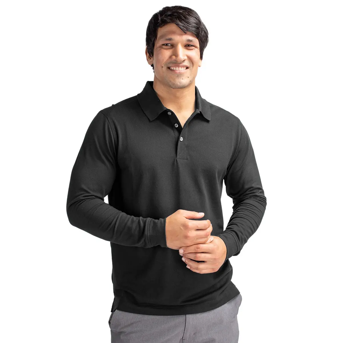 Cutter & Buck Advantage Tri-Blend Pique Mens Big and Tall Long Sleeve Polo