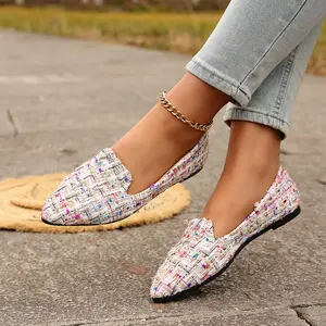 Women's Slip-On Ballet Shoe, Colorful Rainbow Knit Design, Stylish Versatile Walking Shoe for Spring, Walking Shoes