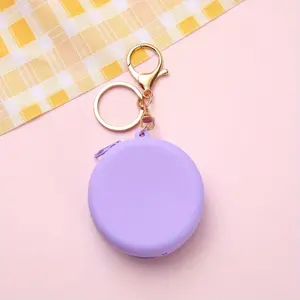 1pc Round Silicone Change Purse, Portable Jewelry Purse, Cute Coin Purse, Lady Purse Key Purse