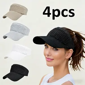 4-Pack Open-Top Sun Visors — Spring/Summer Outdoor Sports Visors | Brimmed Sun Hats for Shade and UV Protection