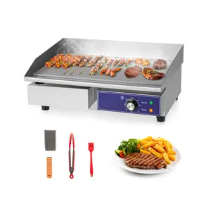 COSTWAY - 22 Inch Countertop Electric Griddle 2000W 110V Commercial Stainless Steel Grill-Silver