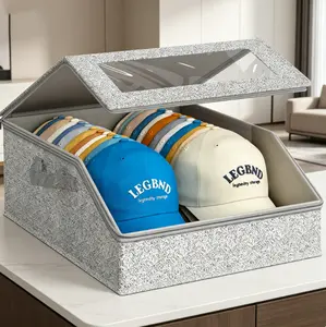 Large Stackable Hat Storage Boxes, Classic Style Baseball Cap Organizer, Wardrobe Storage Solution, Men's Gift Option