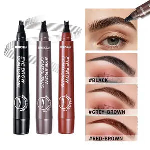 Ultra-Fine 4-Fork Eyebrow Pencil Waterproof & Sweat-Proof  Smudge-Proof Long-Lasting Black or Brown Natural Brow Makeup Natural Hair-Like Strokes for All Skin Types