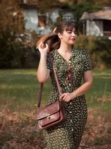 RETRO STAGE Women's 1940s Vintage-Inspired Ditsy Floral Lapel Button Dress, Casual Boho Fashion Lady's Casual Dress