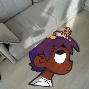 Hiphop Style Boy Pattern Faux Wool Rug, Soft Skin-Friendly Non-Slip, Multi-Scene Use, Fun Design, Carpet Mat for Hallway, Living Room Rug, Decorative Area Rug