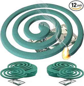 Mosquito Repellent Coils - Outdoor Use, 12 Coils & 6 Stands, Burns for 5-7 Hours, Biodegradable, Reaches Up to 10 Feet.