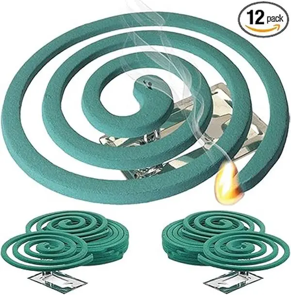 Mosquito Repellent Coils - Outdoor Use, 12 Coils & 6 Stands, Burns for 5-7 Hours, Biodegradable, Reaches Up to 10 Feet.