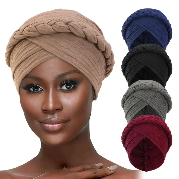 3-Pack Braided Turban Head Wraps for Women, Solid Color Fashion Head Scarves, Soft, Breathable, and Adjustable for Everyday Wear, Comfortable Head Scarves