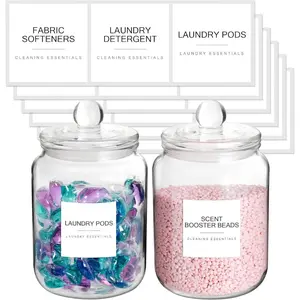 Glass Jars for Laundry Room Organization Jars Half Gallon Laundry Storage Glass Containers with Labels Organization with Lid for Laundry Detergent Laundry Pods Container, 2 Jars
