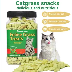 Cat Grass Treats, Natural Healthy Crunchy Catnip Treats for Hairball Removal & Digestive Support, Fortified with Vitamins & Organic Catnip, Gentle Dental Care, Ideal for Indoor Cats,Sensitive Stomach  Picky Eaters, Easy to Feed Training Snacks Supplements