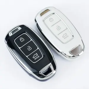 Tpu Car Key Cover Shell Compatible with Hyundai Santa Fe I30 Ix35 Encino Kona Solaris Fiesta Azera Sonata Grandeur Elantra Accent Car Key Protector, Car Key Accessory