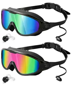 2 Pack Rantizon Swimming Goggles, Wide Angle View, Anti-Fog & UV Block, Leak-Proof Waterproof Goggles ,swim goggles for Adults, Men, Women & Kids