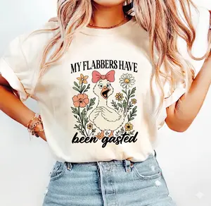 COmfort Colour Funny "My Flabbers Have Been Gasted" T-Shirt - Vintage Retro Duck Graphic Tee - Sarcastic Humor Aesthetic Top - Comfort Colors Soft Pink Shirt - Unique Gift for Her