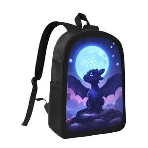 Dragon Neon Dragon Print Backpack - Large Capacity Lightweight School Bag with Adjustable Straps, Neon Glow Night Sky Design & Zipper Closure, Durable Unisex Backpack for &, Fantasy Book Lover Gift, for Teenager