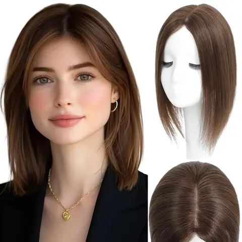YAMI Women's Glueless Silky Straight Human Hair Clip-in Hair Piece - 12in Natural Straight Extensions, 4.6x4in Breathable Mono Base, 3 Secure Clips, Invisible Hairline, No Bangs, All-Day Comfort, Daily Styling,sohochic
