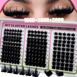 300D/200D Spikes Lash Cluster Eyelash Extensions 180pcs/260pcs Thick Spiky Lashes 10-18mm Wispy, Fluffy Eyelash Extension DIY D Curly Lash Extension Spiky Cluster Eyelash Extensions, Diy Volume Eyelash Clusters, Diy Makeup Lashes
