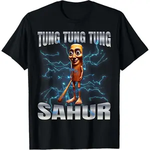 Cotton Unisex Tung Tung TShirt for Sahur with Women S Graphic Design