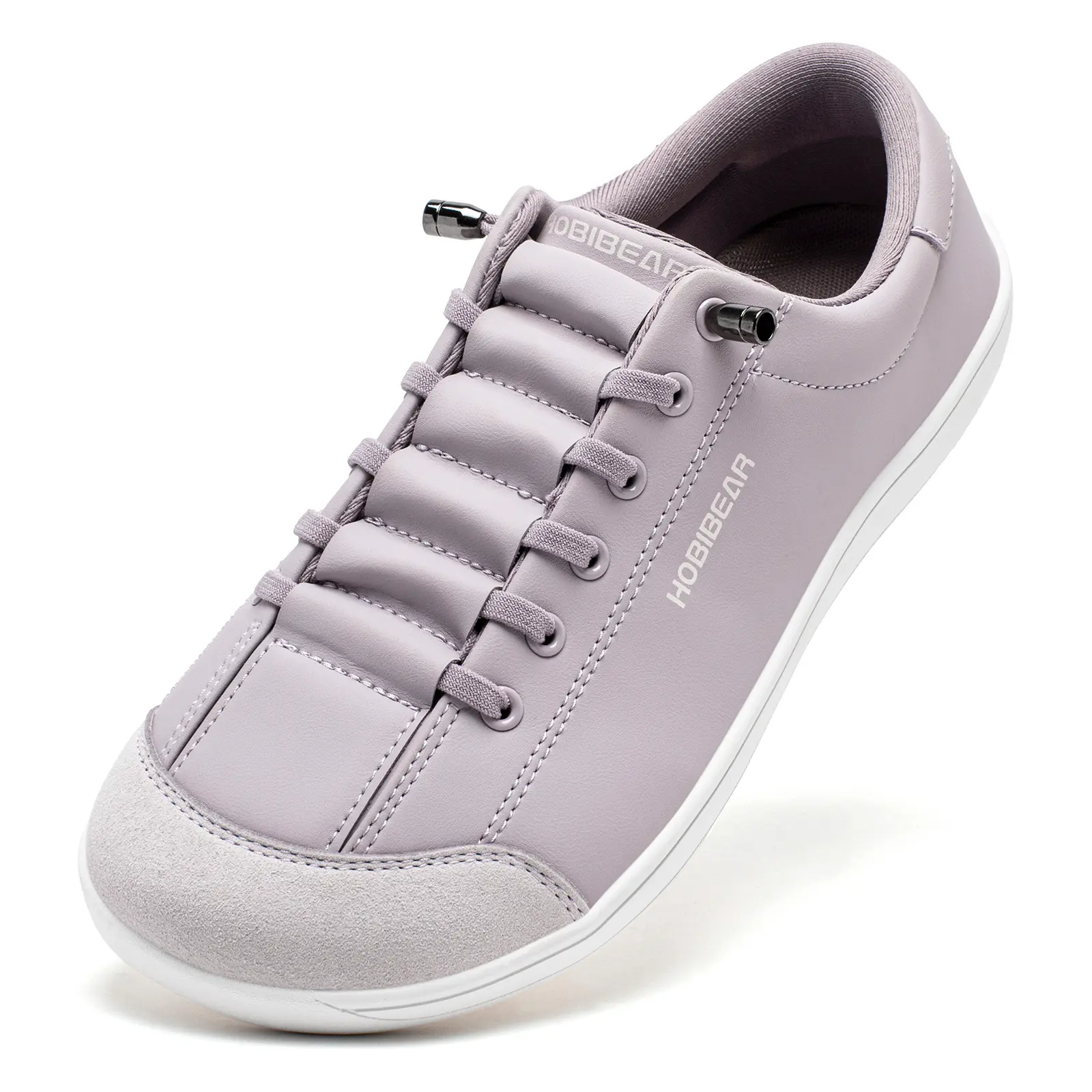 HOBIBEAR Women's Durable 0-Drop Barefoot Flat Lace Detail Lightweight Casual Sneakers - Wide-Toe Soft Leather Shoes with Rubber Outsole for Running, Fitness, Durable Sneakers, Flat Sneaker