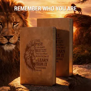 2 Pack Vintage Lion Leather Journal A5 Lined Notebook 256 Pages Christian Gift for Husband or Father Reflection or Bible Study