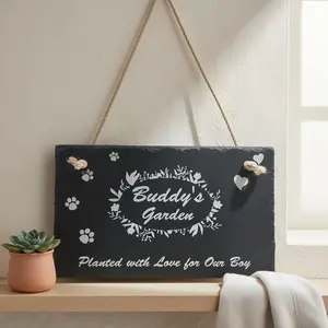 Personalized Pet Memorial Slate Plaque, Custom Engraved Stone Remembrance Sign, Outdoor