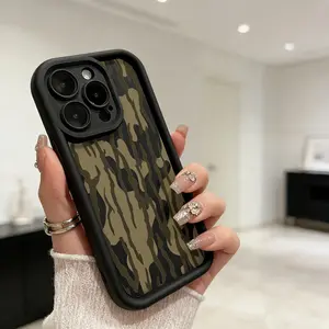 Soft Phone Case for iPhone 17 16 15 14 Pro Max 13 12 11 XR XS Plus E Air Camouflage Harmony Pattern TPU Bumper Camera Lens Protection Rugged Durable Phone Cover