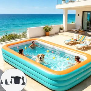 Inflatable Pool with Electric Pump, Blow Up Pool, Quick Inflate, 2.1/2.6m Three-Layer Thickened Pool, Perfect for Summer Family Fun, Pet Bathing, Outdoor Water Parties