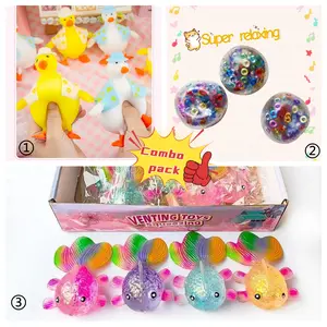 3-Piece Squishies Slow Rising Fidgets Squishies Toys Set - Maltose Goldfish, Squeeze Fun Dress-Up Duck, Quack Ball - Skin-Safe Stress Relief Sensory Gadget, Cute Classroom Student Reward, Birthday Gift Pack